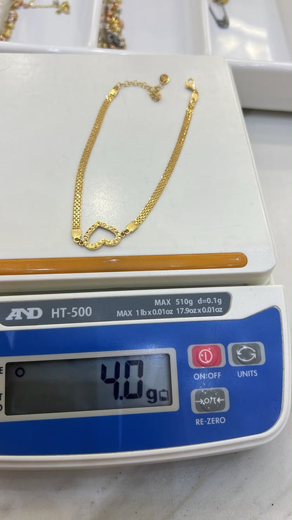 18 Karat Solid Gold Carpet + Charm Anklet | 10 Inches | 4g~4.3g