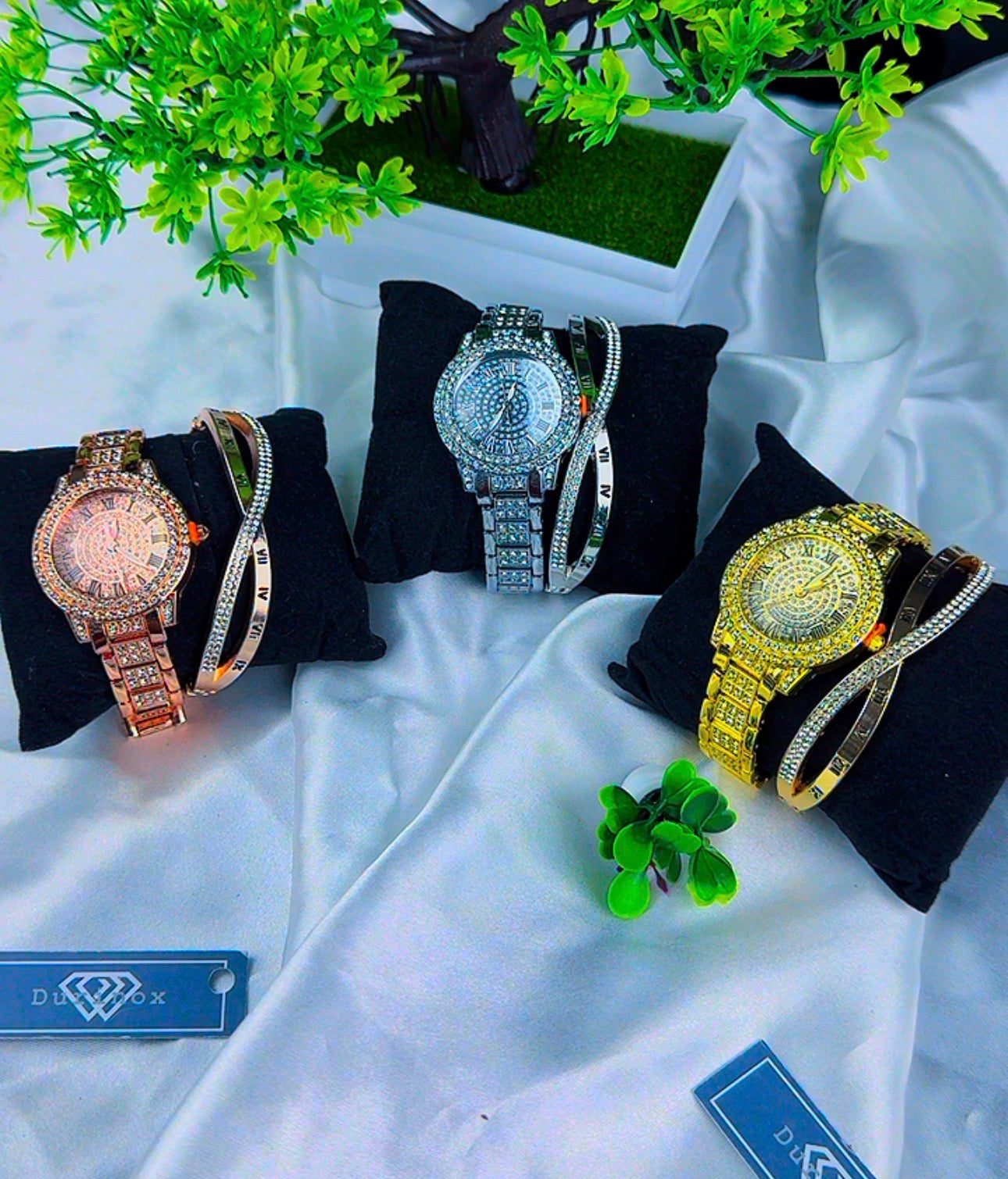 Diiddam Quality 2pc Fashion Wristwatch & Bracelet Set Quartz Watches For Women