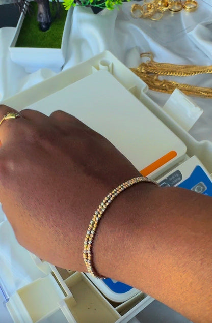 18 Karat Solid Gold Diamond Cut Ball Bracelet | Stretchable Bangle | Big Wrist