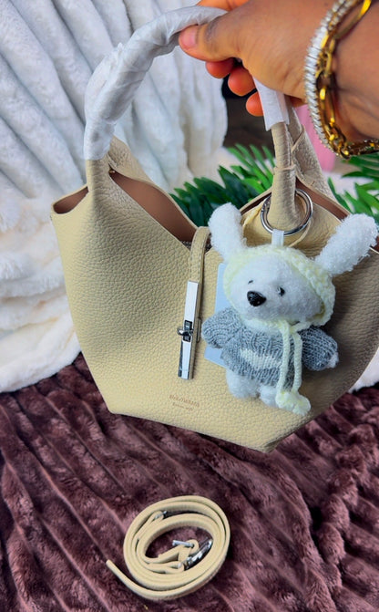 Biege Slouchy 3-in-1 Bucket Bag with Bunny Bag Charm | LARYZ Everyday - 043 | Medium