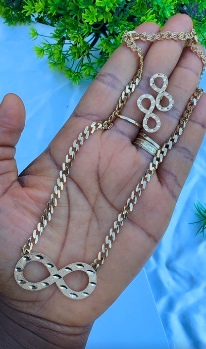 18K Solid Gold Infinity Cuban Chain Necklace - 9.6g