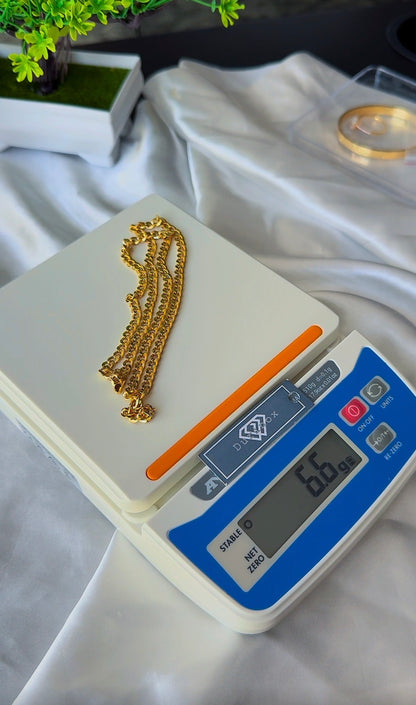 18K Solid Gold Cuban Chain Necklace Unisex | 22 Inches | 6.6g