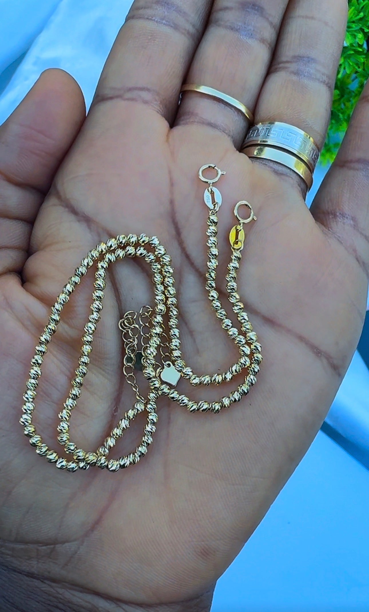 18K Solid Gold Diamond Cut Bracelets | 7.5 Inches