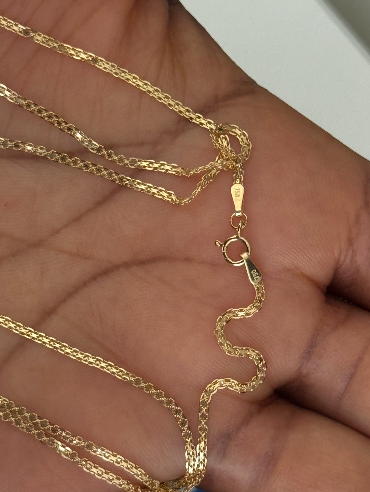 Deglag 18ct Solid Gold Carpet Chain Necklace 18 Inches