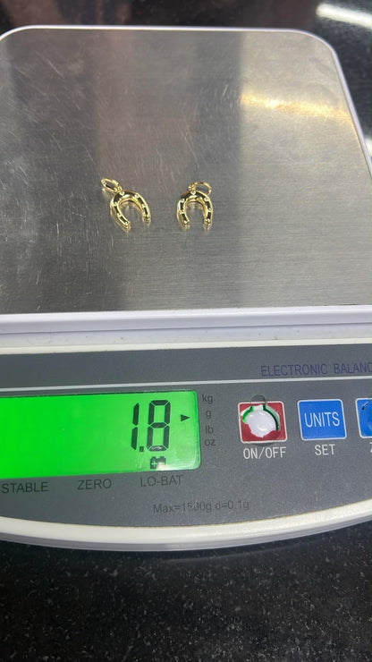 18K Solid Gold Horseshoe Pendant | Lucky Gold Charm Necklace Pendant | 0.9g Genuine Gold