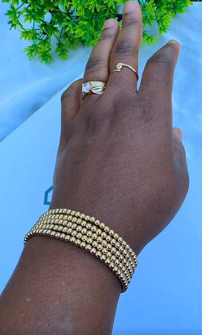 18K Solid Gold Stretchable Bangle (Shiny) | 0.9g & 1.3g | Small to Medium Wrists