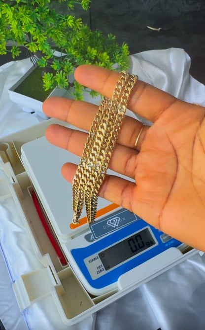 18K Solid Gold Cuban Chain Necklace Unisex | 20 & 22 Inches | 6.2 & 7.0g