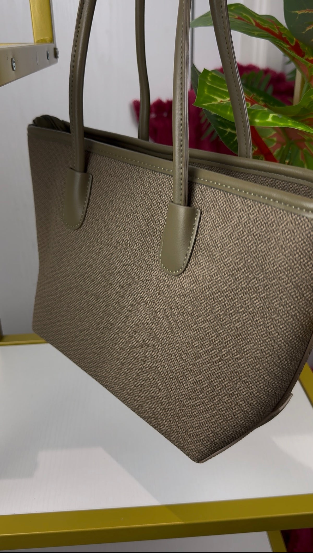 Olive Green Textured Fabric Tote Bag {Big} | LARYZ Everyday 012 | Big