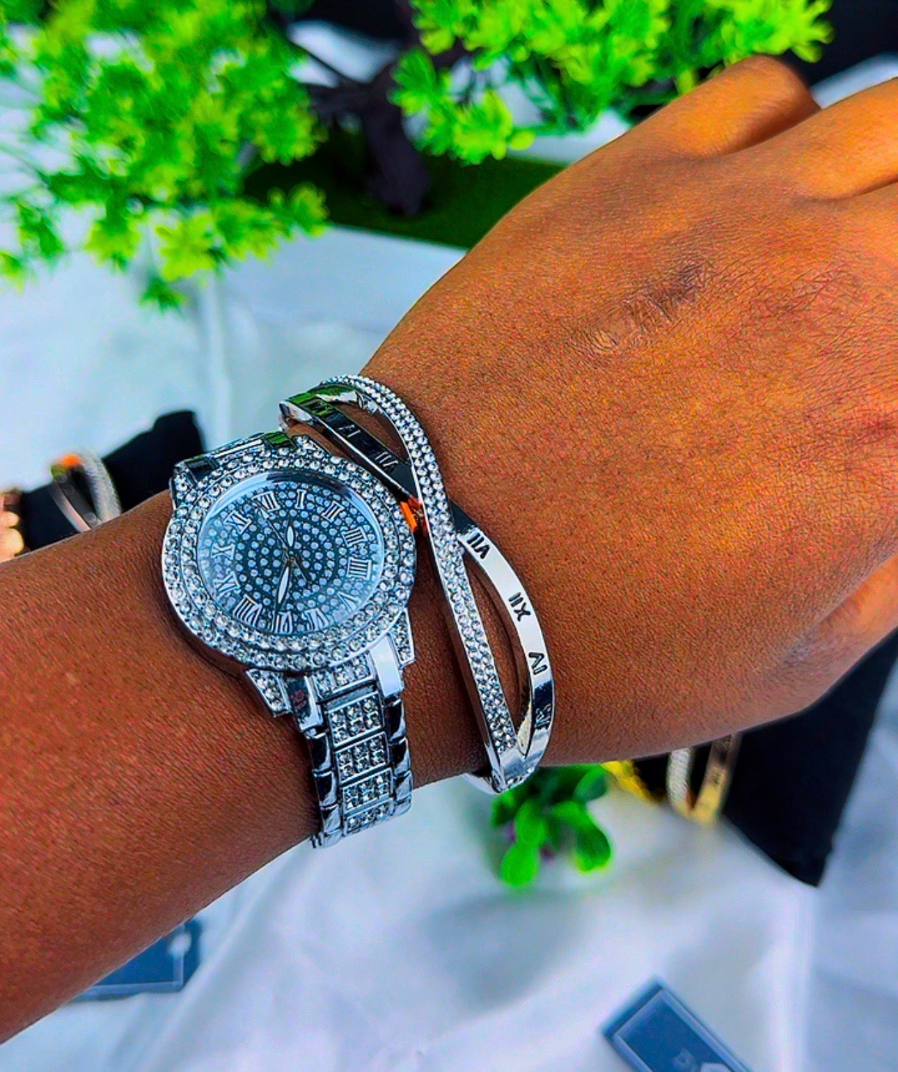 Diiddam Quality 2pc Fashion Wristwatch & Bracelet Set Quartz Watches For Women