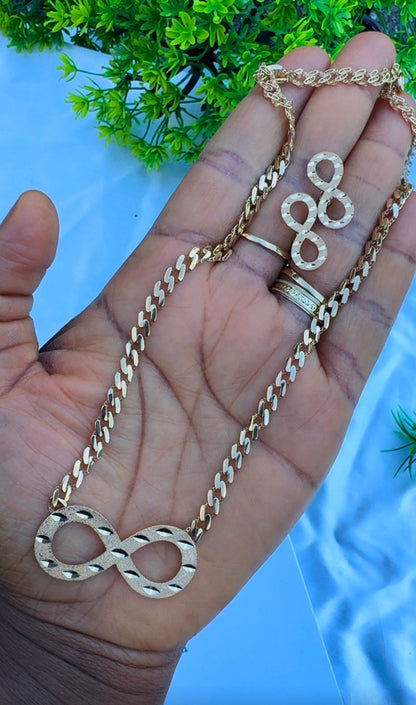 18K Solid Gold Infinity Cuban Chain Necklace - 9.6g
