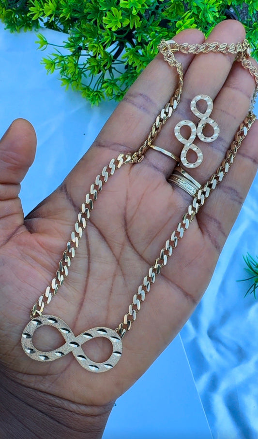 18K Solid Gold Infinity Cuban Chain Necklace - 9.6g