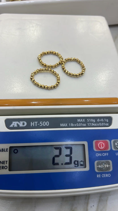 18k Solid Gold Diamond Cut Stretchable Rings | 0.8g