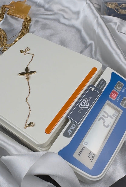 Diigaf 18K Pure Gold Inscribed Bracelets