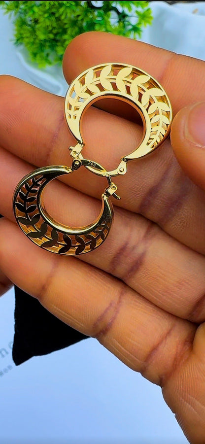 Degaf 18ct Pure Gold Hoop Earrings | Medium Hoops 22mm