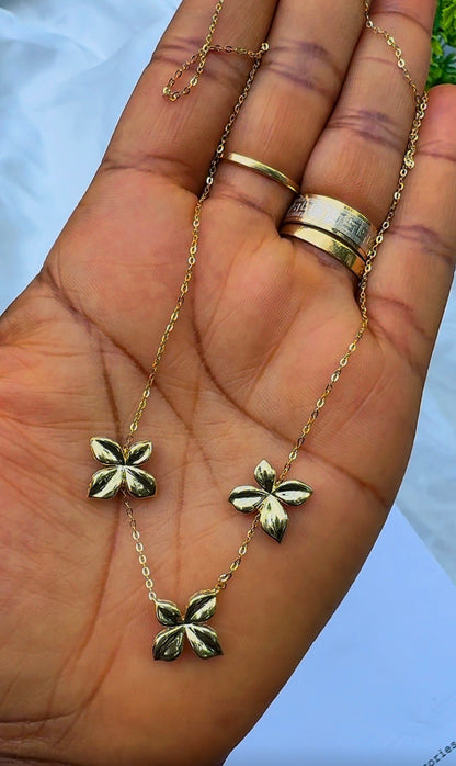 18ct Yellow Gold Floral Station Necklace (5.2g) | 17” + 1” (18 Inches)