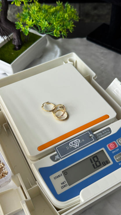 18K Solid Gold Dainty Round Earrings & Pendant Jewellery Set | 1.8g