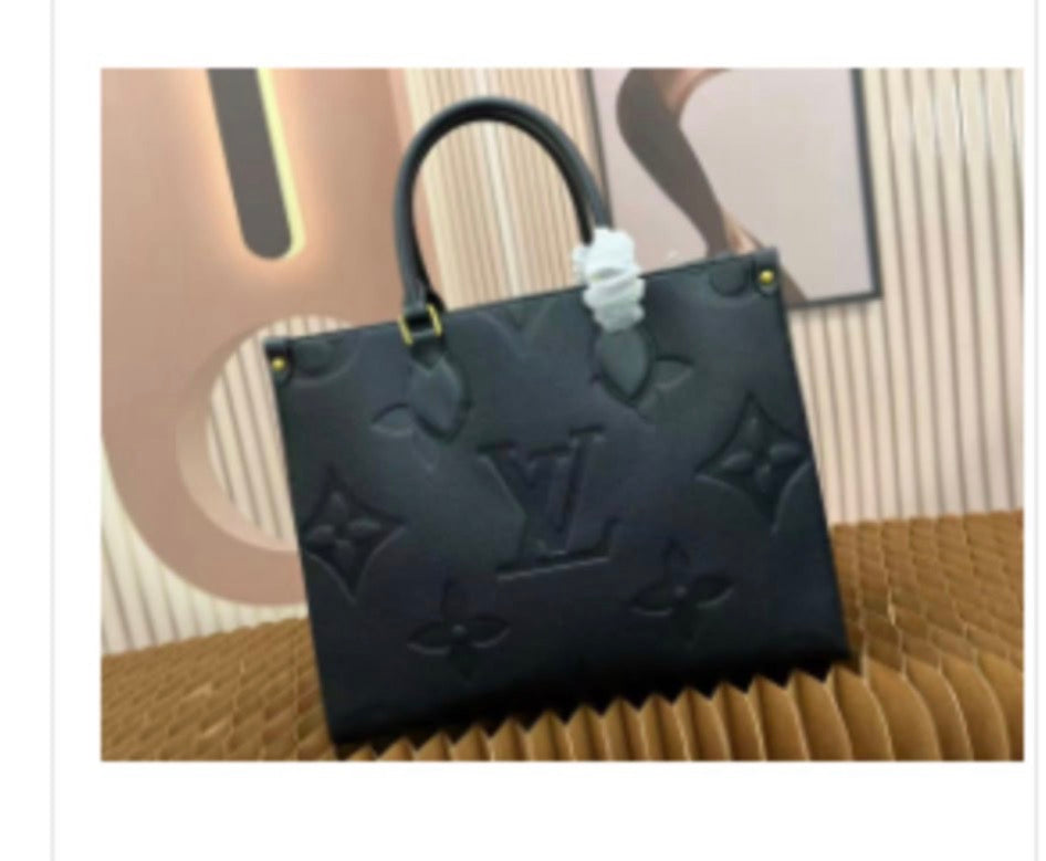 Monogram Big Structured Genuine Leather Tote Bag | LASi016