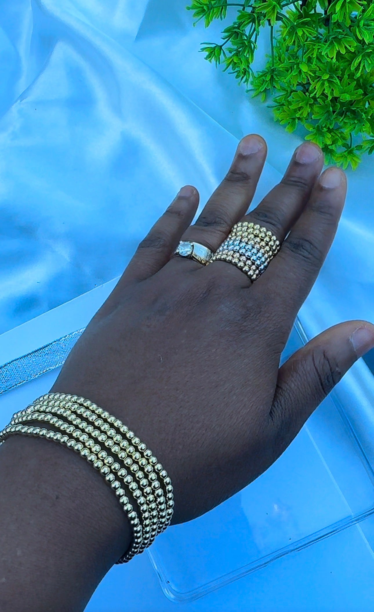 18ct Real Gold Stretchable Ball Rings | Shiny (Extra)