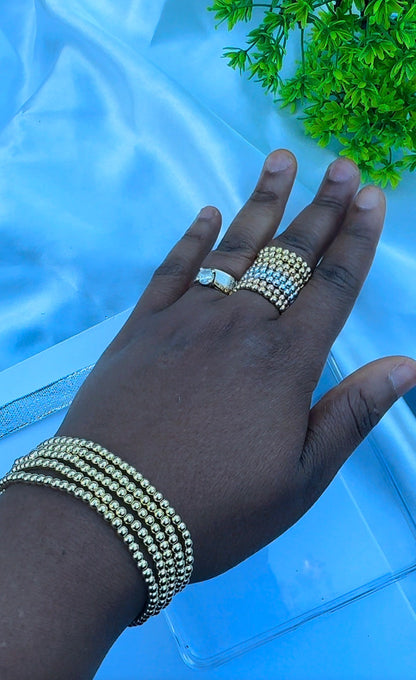 18ct Real Gold Stretchable Ball Rings | Shiny (Extra)