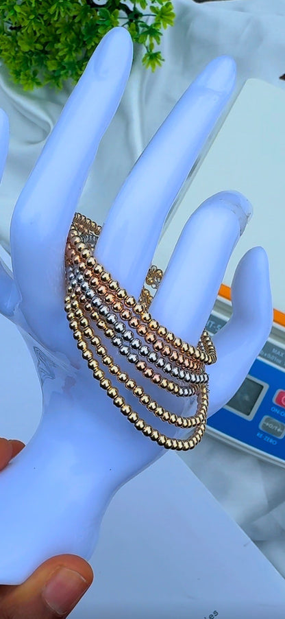 Defax 18K Real Gold Ball Bangles