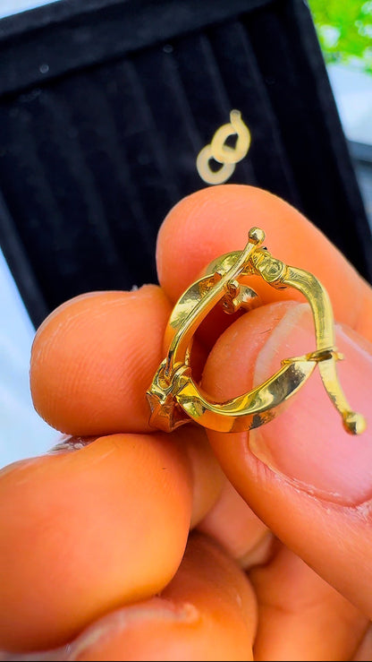 Defan 18ct Solid Gold Hoop Earrings (Small; 1cm)