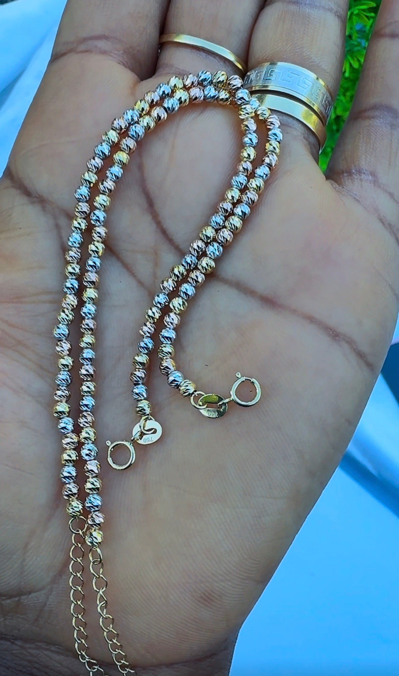 18K Solid Gold Diamond Cut Bracelets | 7.5 Inches