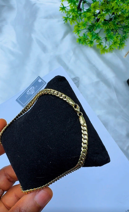 18K Solid Gold Cuban Anklet | 10 Inches | 3.4g
