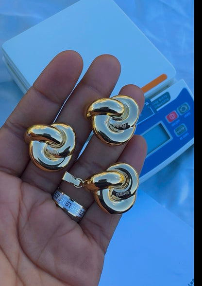 Degax 18 Karat (Extra) Real Gold Earrings & Pendant Jewellery Set