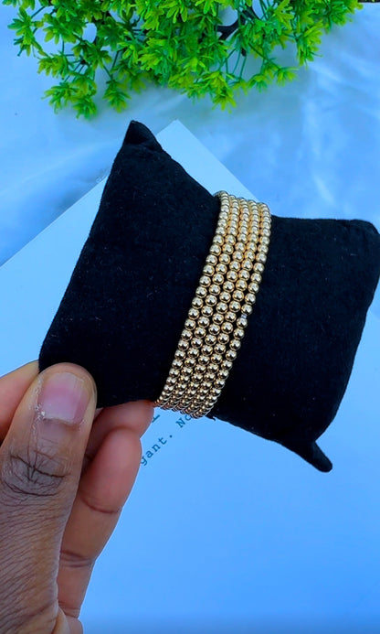 18K Solid Gold Stretchable Bangle (Shiny) | 0.9g & 1.3g | Small to Medium Wrists