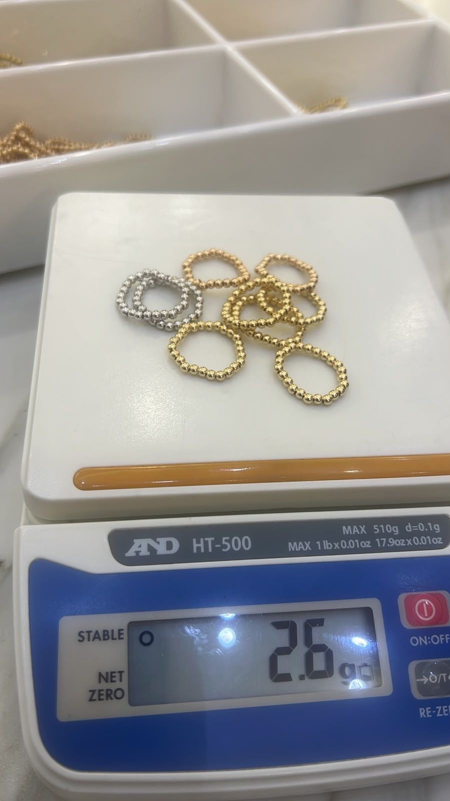 18ct Real Gold Stretchable Ball Rings | Shiny (Extra)