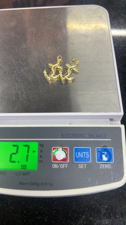 18K Solid Gold Anchor Pendant | 1.1g & 1.4g