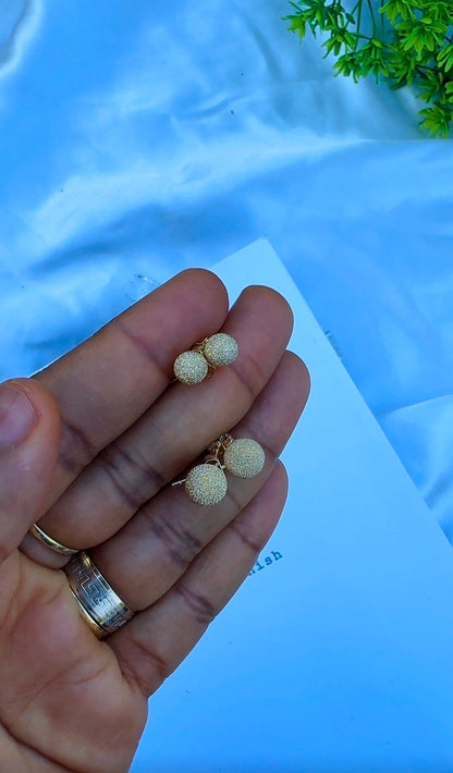 18K Solid Gold Brushed Stud Earrings | 1.5g & 2.1g