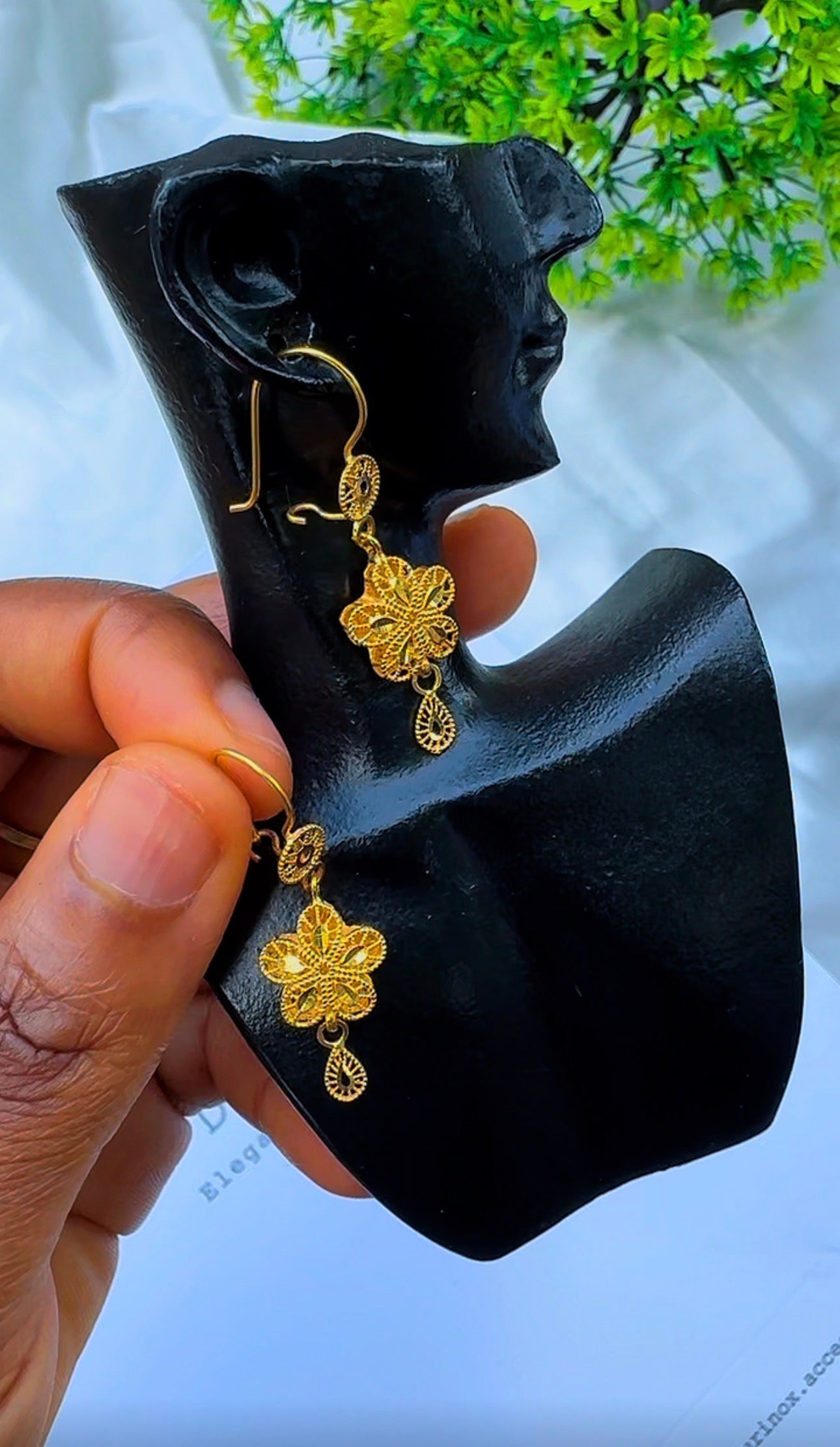 21K Solid Gold EarCuff Drop Earrings | 3.2g
