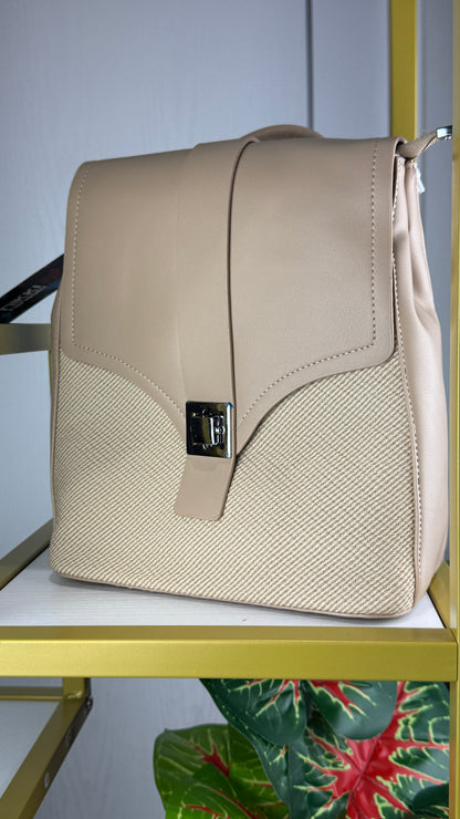 Black & Biege Structured Women's Bagpack {Medium} | LARYZ Everyday 008