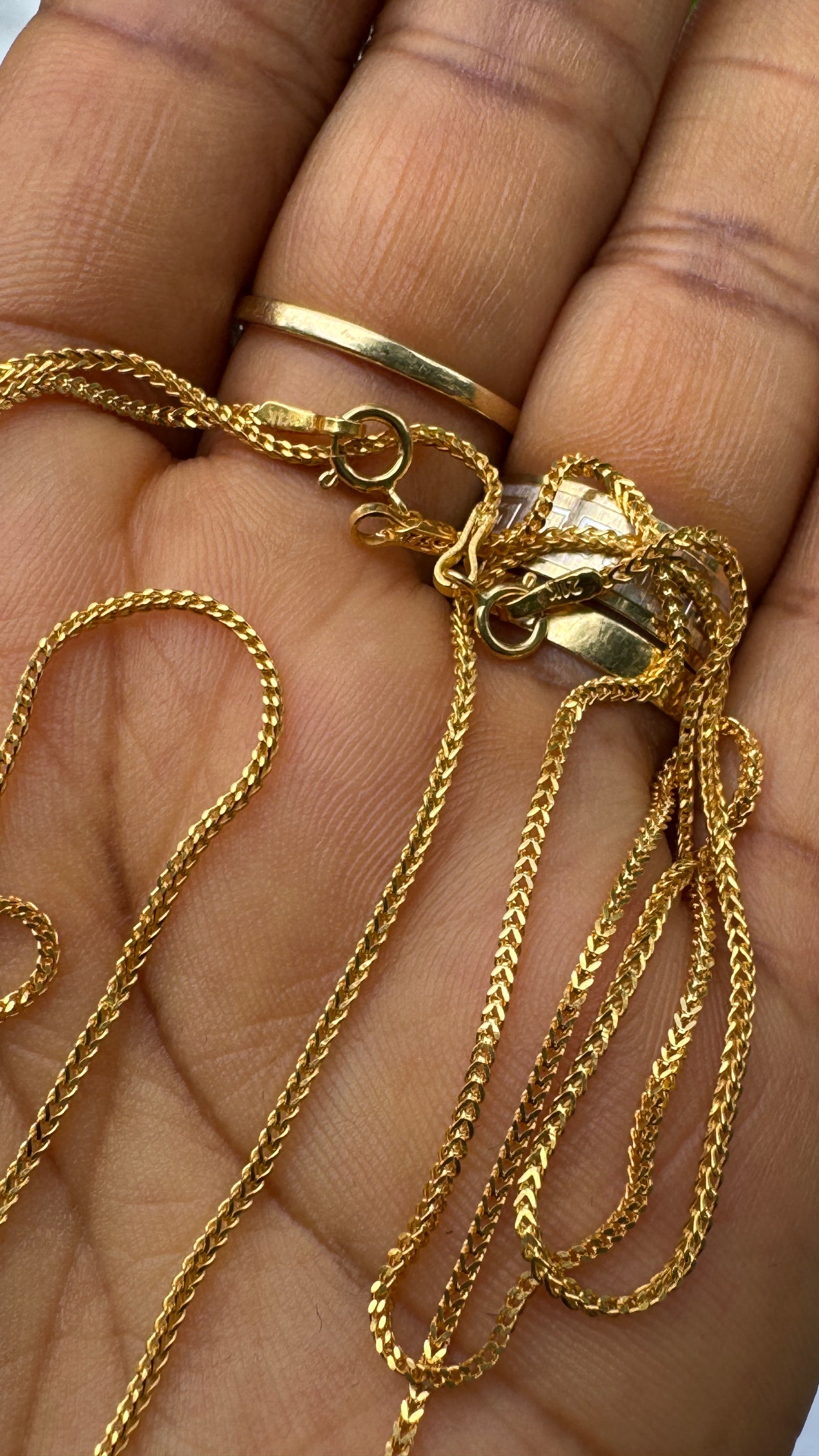 21 Karat Solid Gold Franco Chain Necklace | (18” - 3.6g) | (20” - 4.0g)