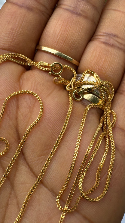 21 Karat Solid Gold Franco Chain Necklace | (18” - 3.6g) | (20” - 4.0g)