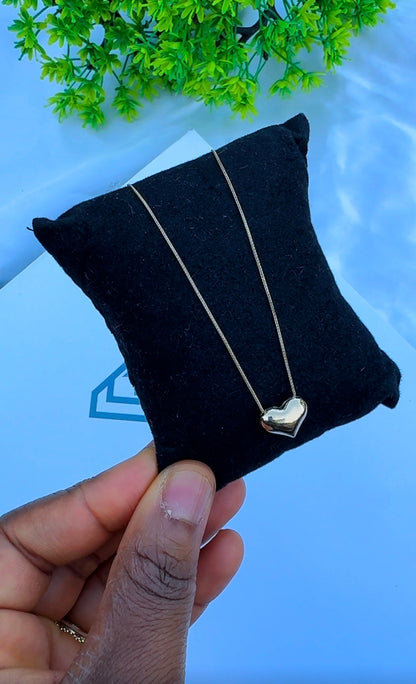 18K Solid Gold Dainty Heart Chain Necklace | Super Lightweight | 18 Inches | 1.2g