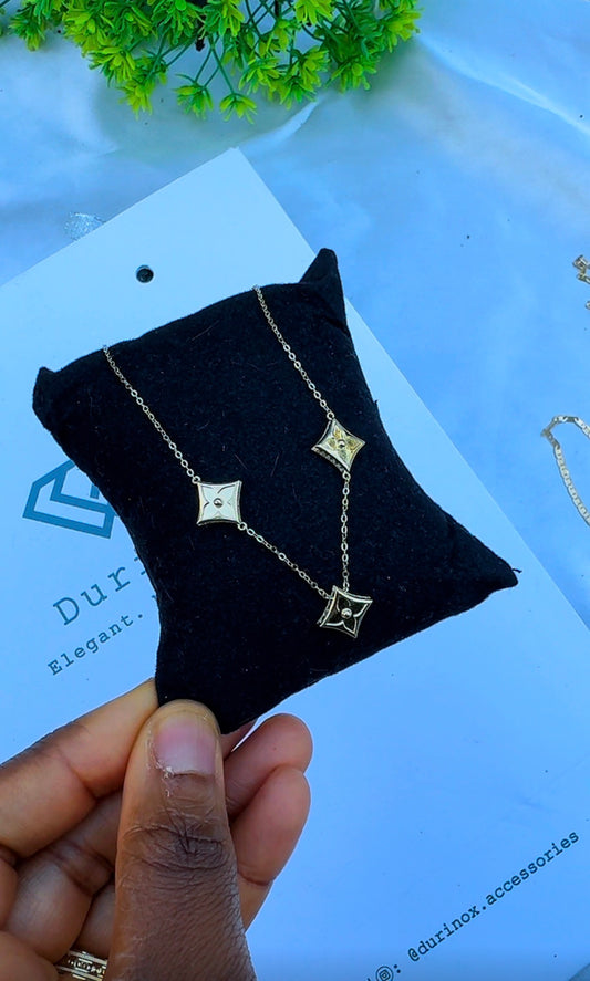 18K Solid Gold 3-Petal Motif Instant Chain Necklace | 3.12g | 17” + 1” (18 Inches)