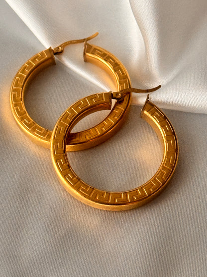 Dera Chunky Hoop Italian Gold Plated Earrings Non Tarnish Hypoallergenic