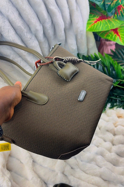 Olive Green Textured Fabric Tote Bag {Big} | LARYZ Everyday 012 | Big