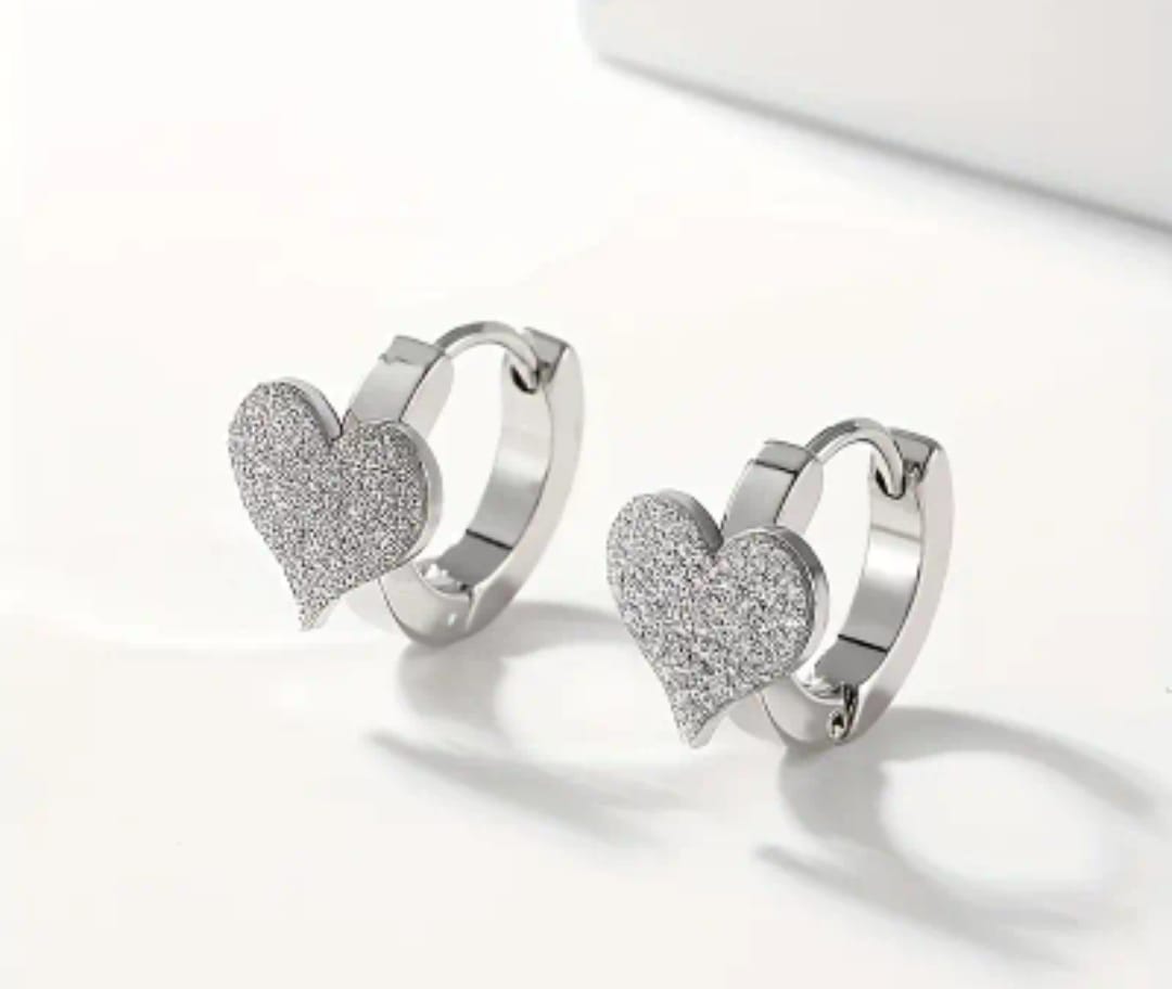 Order Deha Elegant Party Everyday Wear Silvery Heart Hoop Earrings - Stainless Steel Vintage