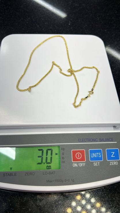 Degab 18 Karat Pure Italian Gold Cuban Chain Necklace 20inches