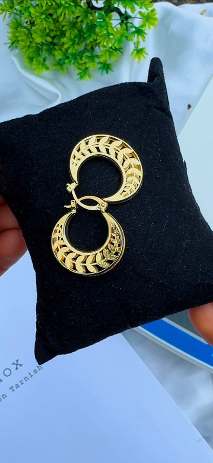 Degaf 18ct Pure Gold Hoop Earrings | Medium Hoops 22mm
