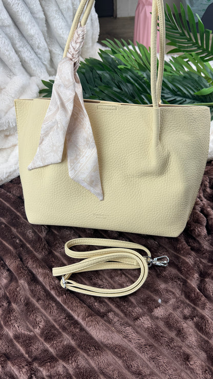 Women’s Off-White Pebbled Leather Dual-Handle 3-in-1 Big Tote Bag | LARYZ Everyday 047 | Big