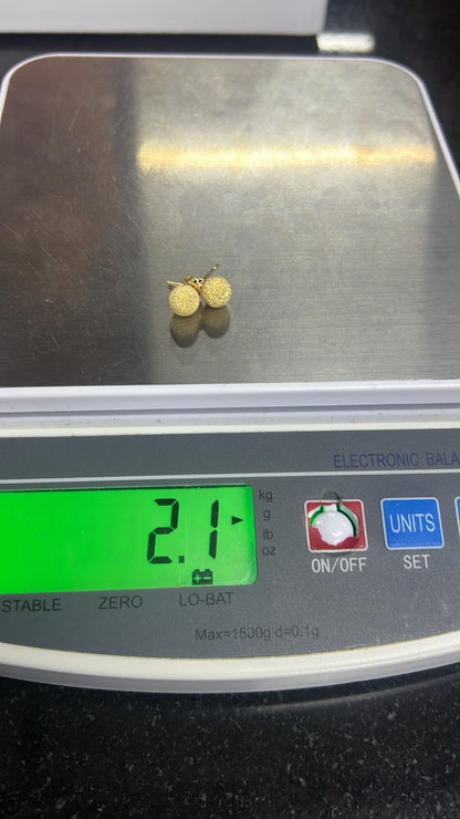 18K Solid Gold Brushed Stud Earrings | 1.5g & 2.1g