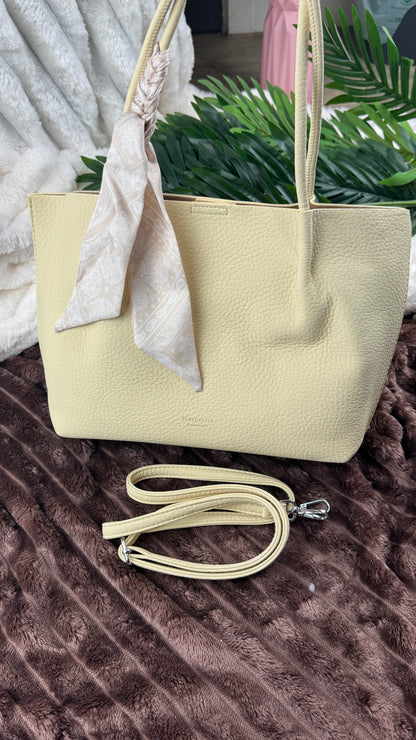Women’s Off-White Pebbled Leather Dual-Handle 3-in-1 Big Tote Bag | LARYZ Everyday 047 | Big