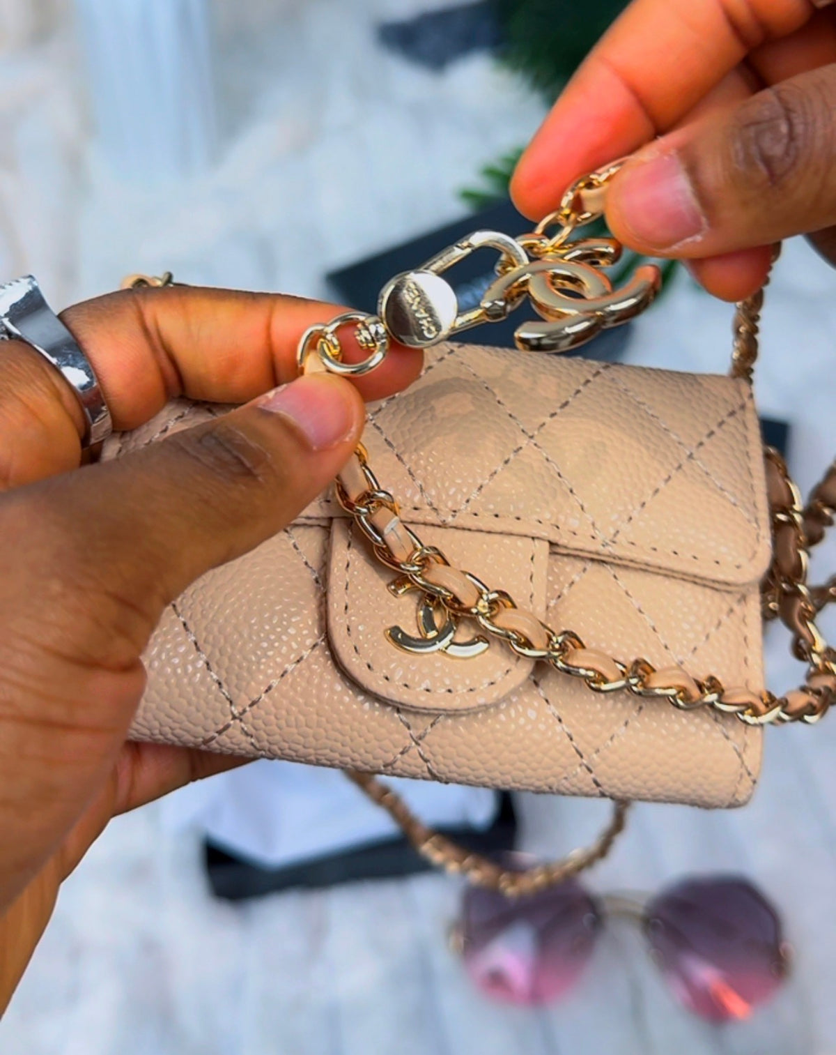 The Convertible Quilted Lambskin Leather Chain Wallet & Crossbody - LASi017 {Very Small}