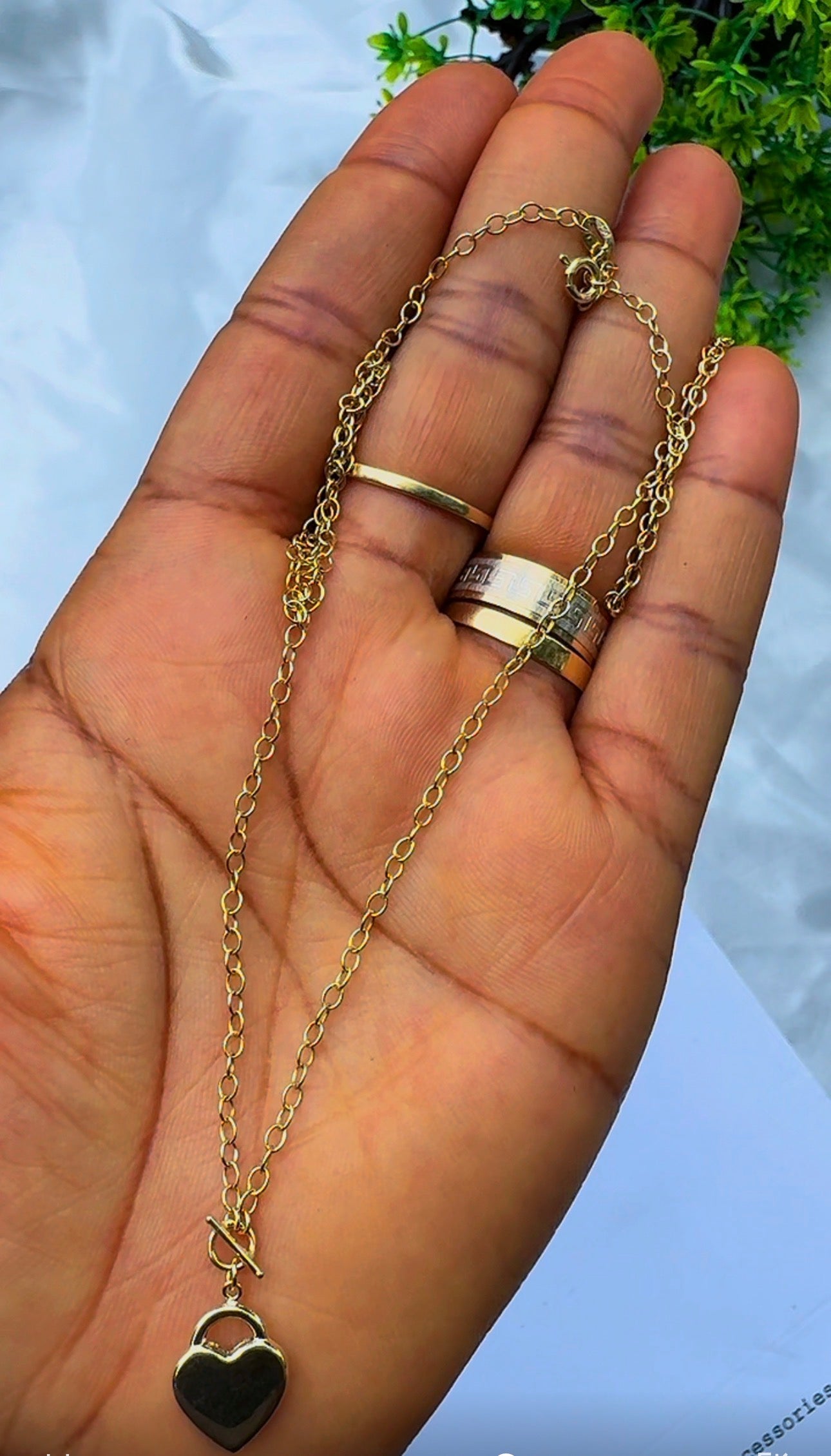 18K Solid Gold Heart Padlock & Toggle Clasp Chain Necklace (2.1g) | 18 Inches