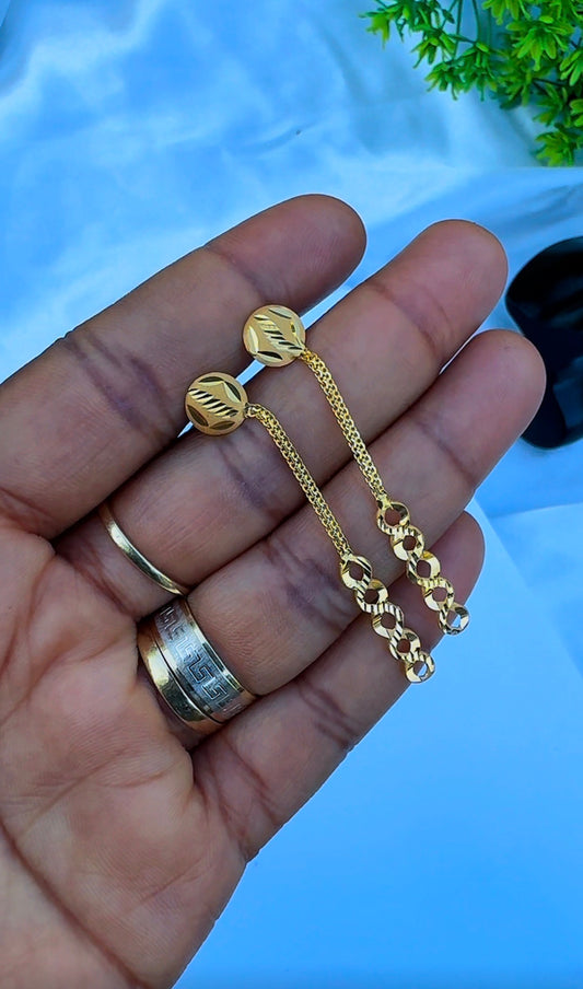 21ct Solid Gold Infinity Drop Stud Earrings | 2.5g