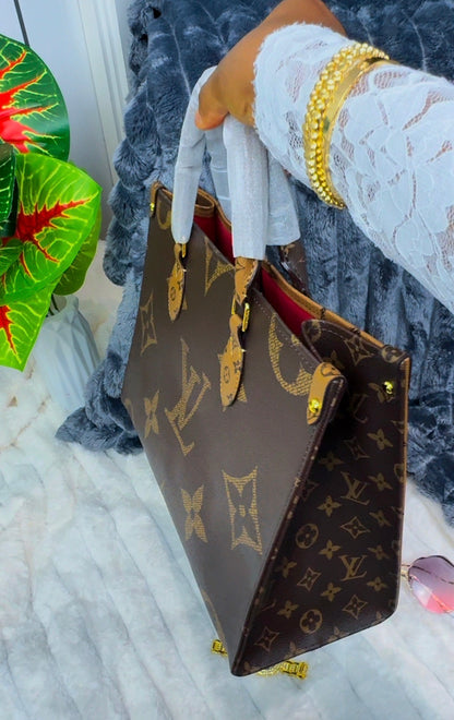 Monogram Big Structured Genuine Leather Tote Bag | LASi016